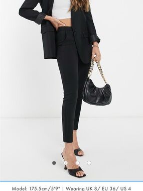 Mango slim leg tailored cigarette pants in black
